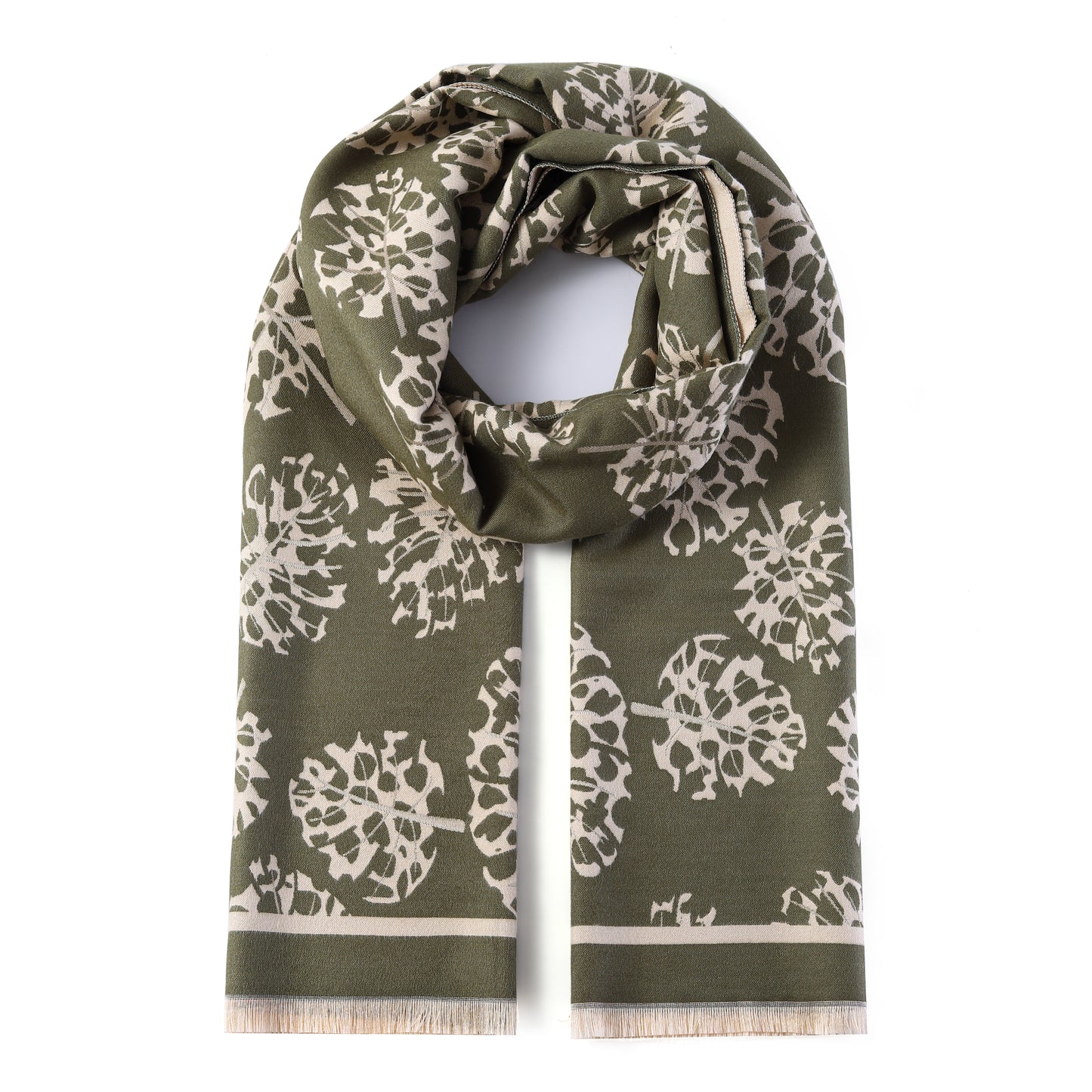 Luxurious Double Sided Jacquard Scarf - Floral Monochrome