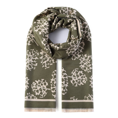 Luxurious Double Sided Jacquard Scarf - Floral Monochrome