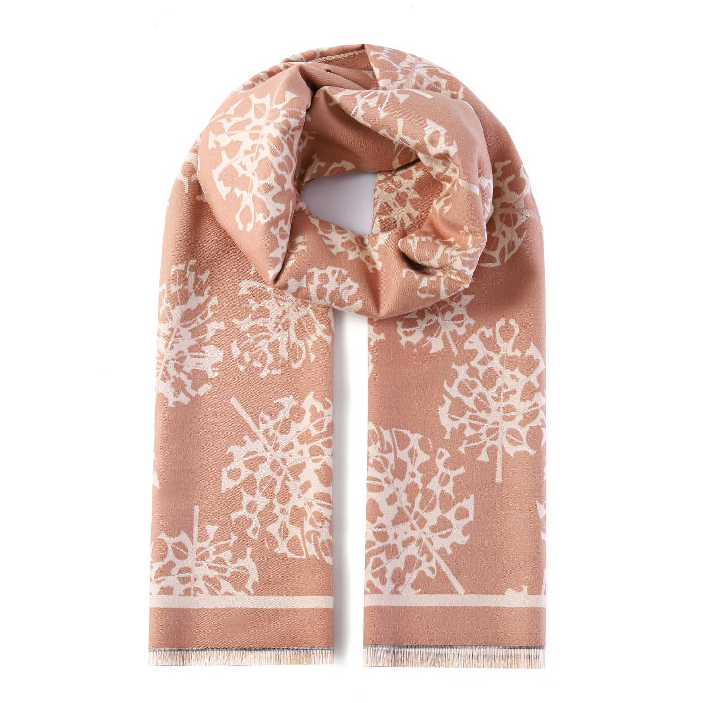 Luxurious Double Sided Jacquard Scarf - Floral Monochrome