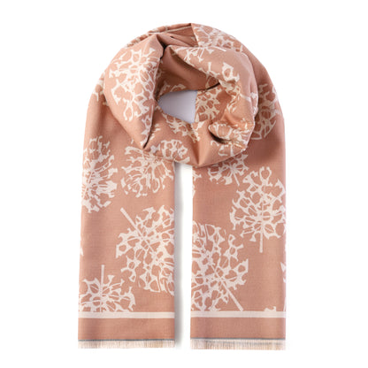 Luxurious Double Sided Jacquard Scarf - Floral Monochrome