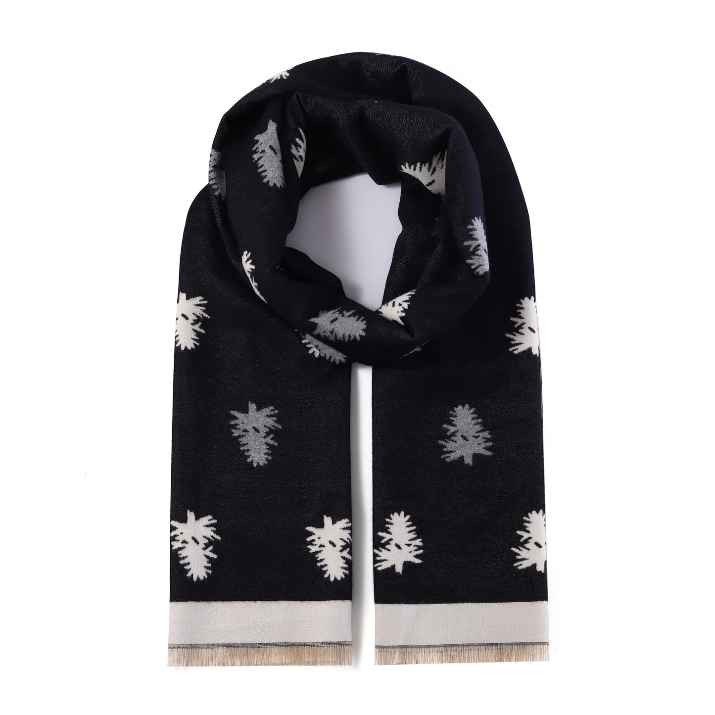 Luxurious Double Sided Jacquard Scarf - Pine Tree