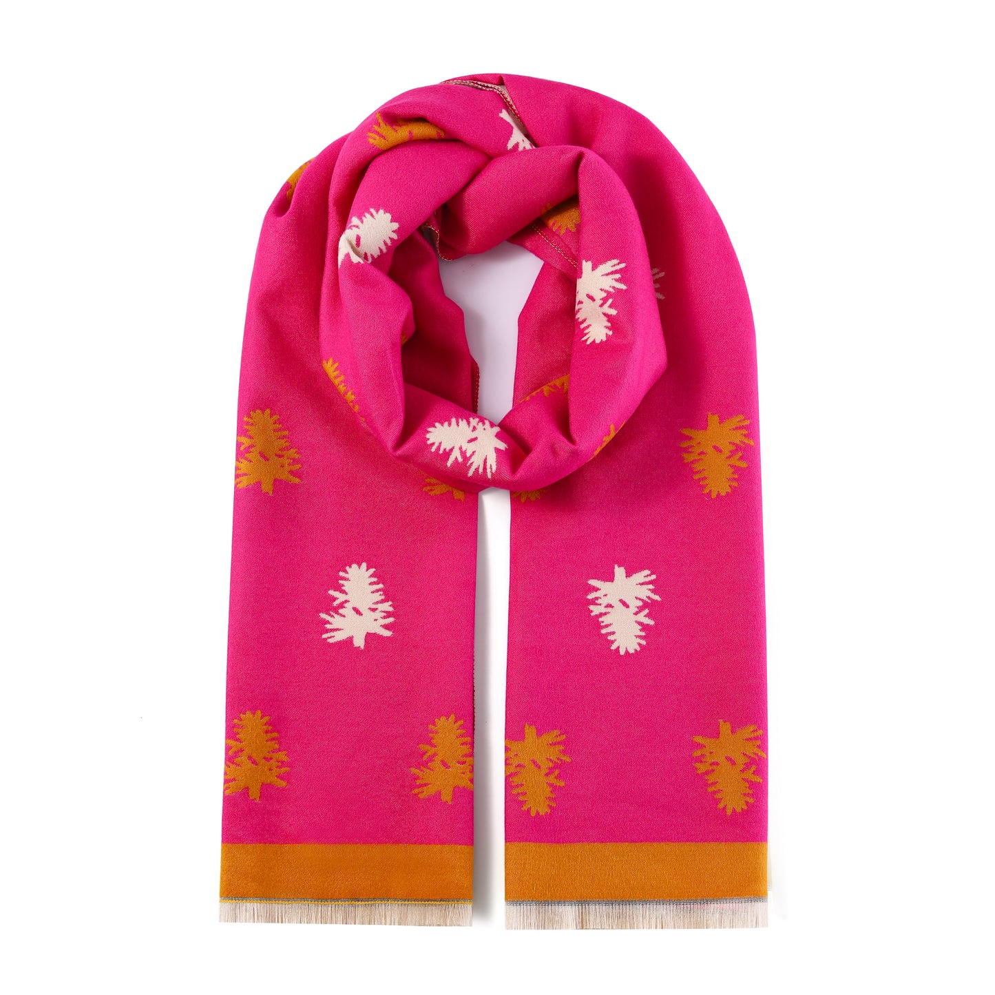 Luxurious Double Sided Jacquard Scarf - Pine Tree