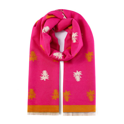 Luxurious Double Sided Jacquard Scarf - Pine Tree