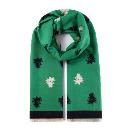 Luxurious Double Sided Jacquard Scarf - Pine Tree