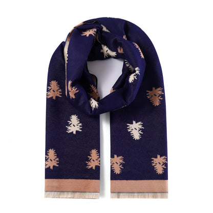 Luxurious Double Sided Jacquard Scarf - Pine Tree