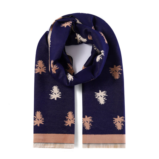 Luxurious Double Sided Jacquard Scarf - Pine Tree