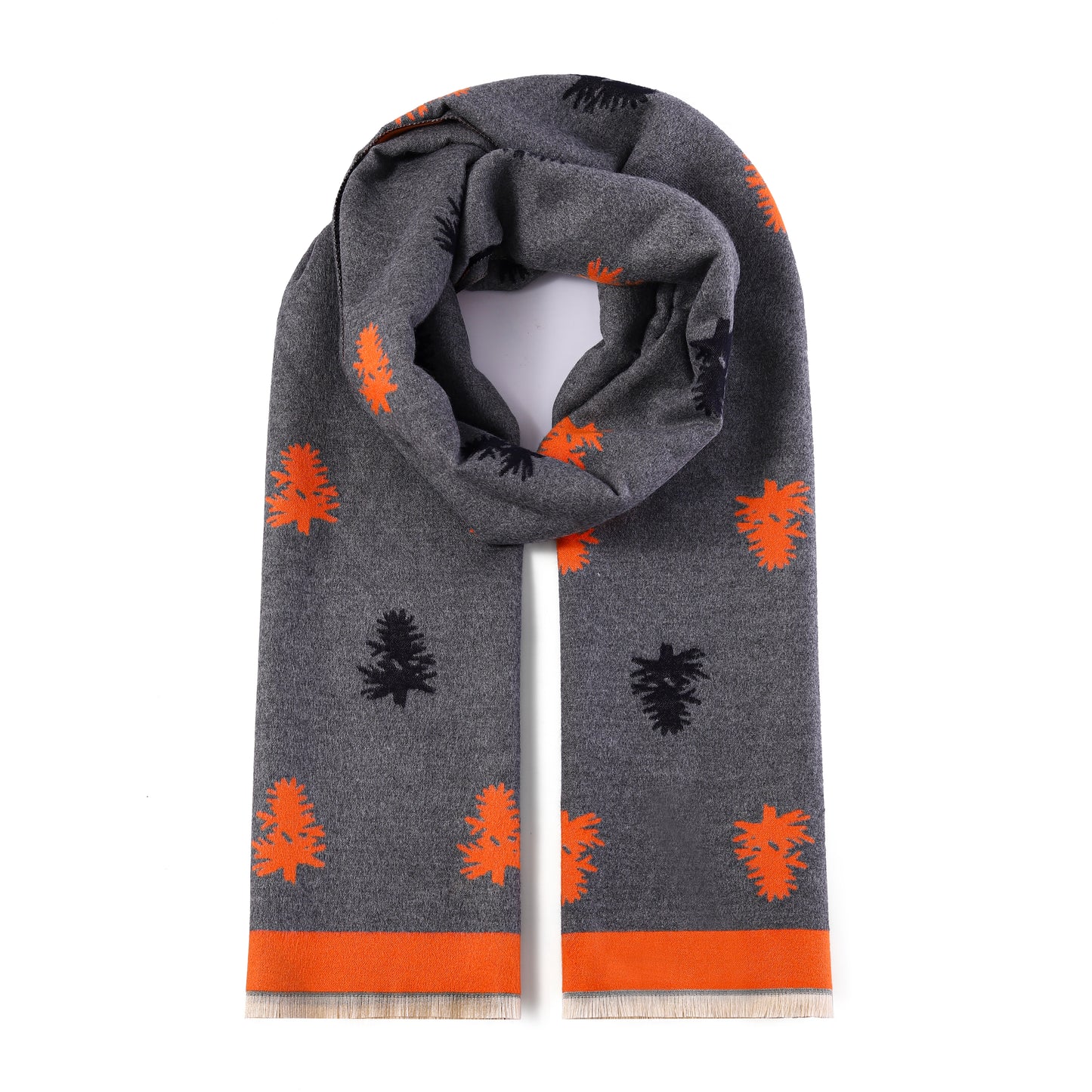 Luxurious Double Sided Jacquard Scarf - Pine Tree
