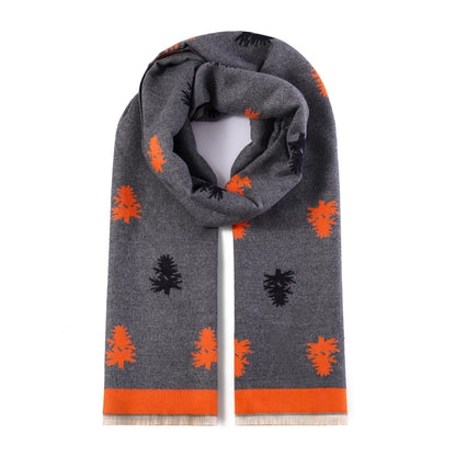 Luxurious Double Sided Jacquard Scarf - Pine Tree