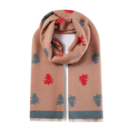 Luxurious Double Sided Jacquard Scarf - Pine Tree