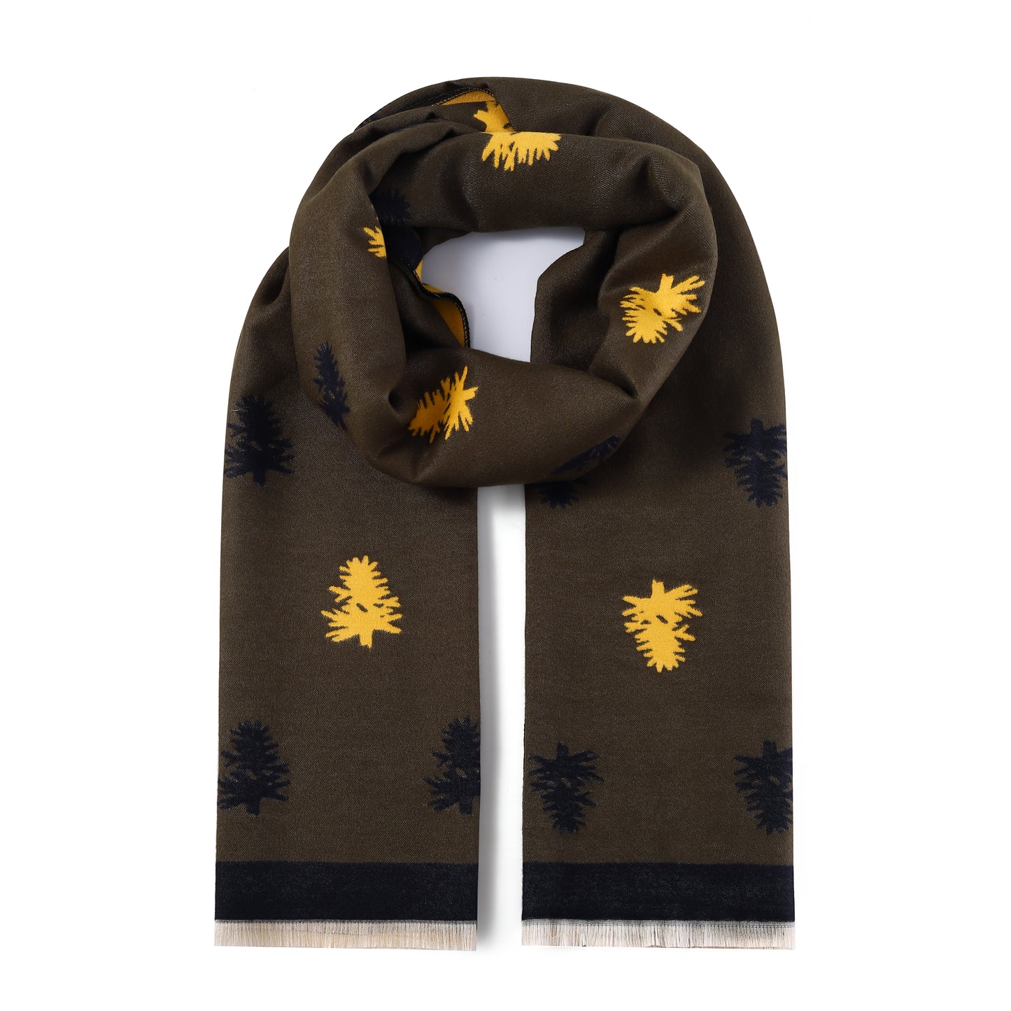 Luxurious Double Sided Jacquard Scarf - Pine Tree