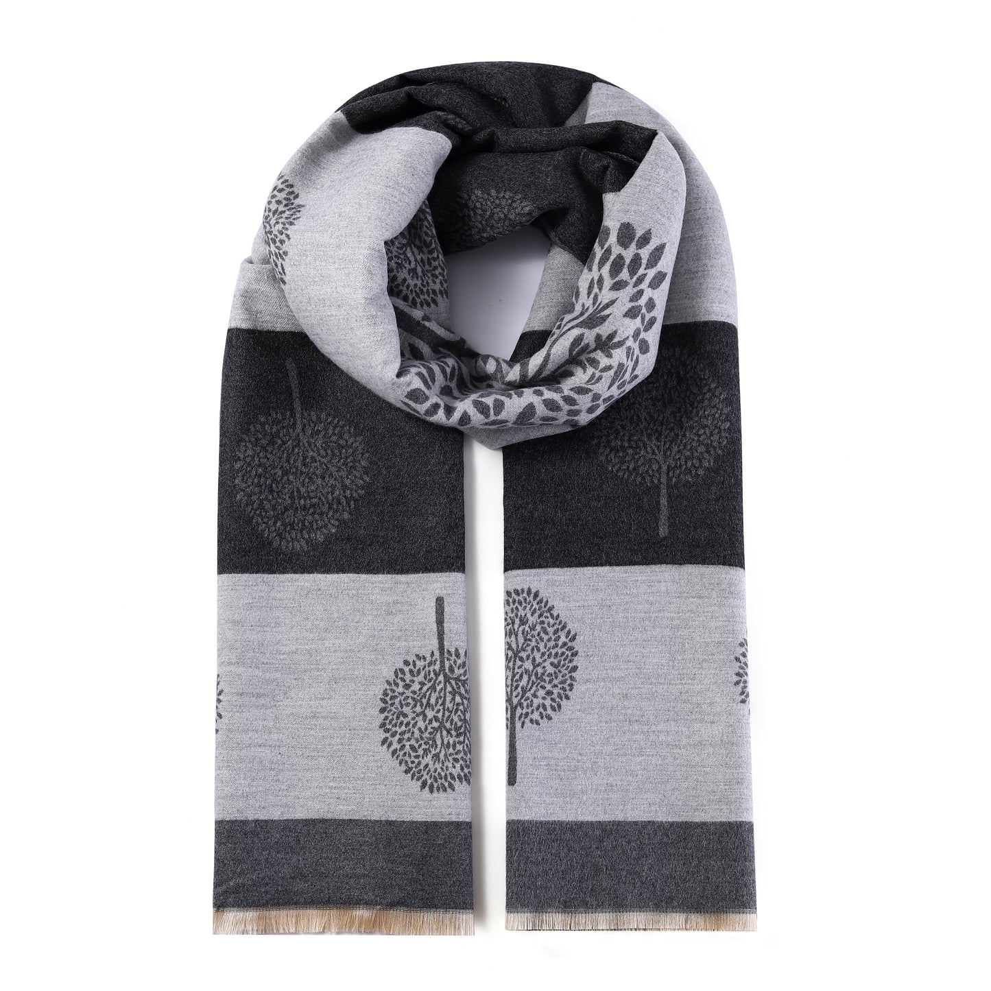 Luxurious Double Sided Jacquard Scarf - Multi-Colour Tree of Life