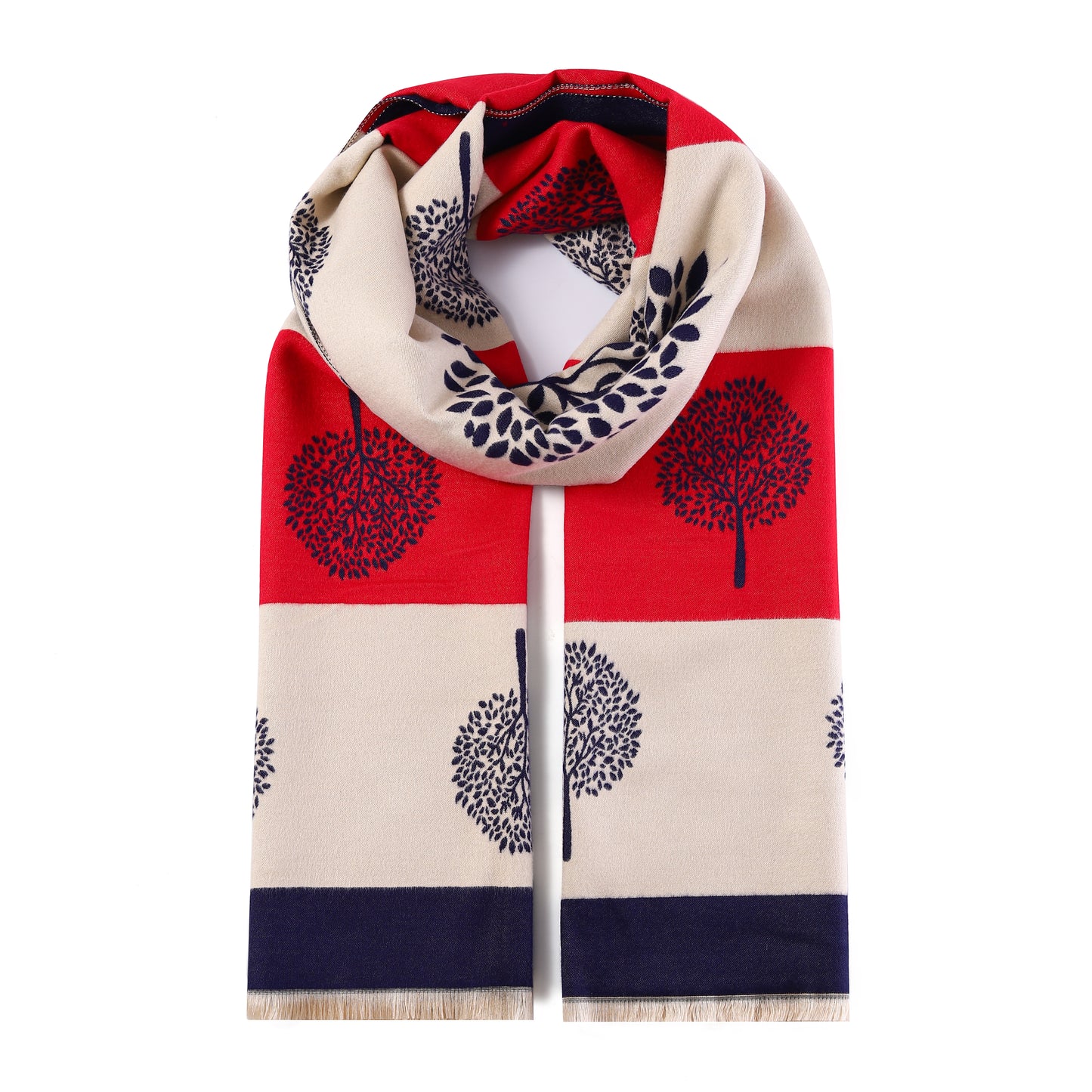 Luxurious Double Sided Jacquard Scarf - Multi-Colour Tree of Life