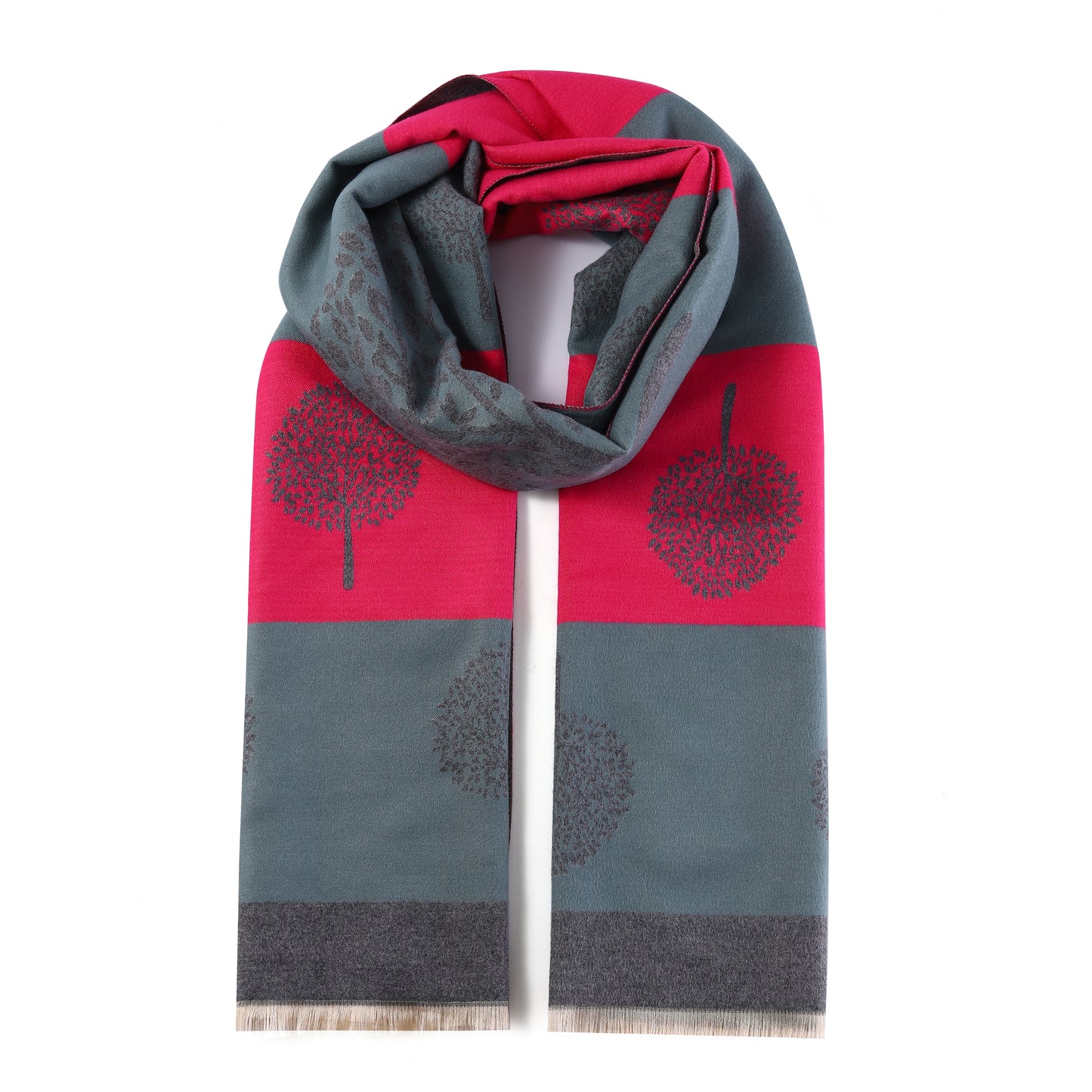 Luxurious Double Sided Jacquard Scarf - Multi-Colour Tree of Life