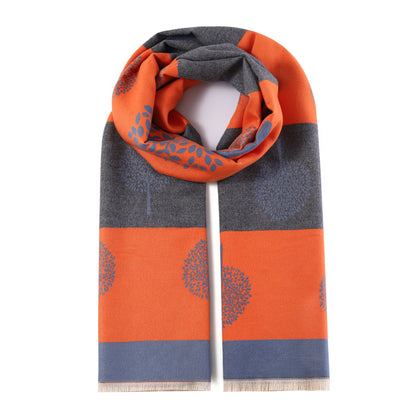 Luxurious Double Sided Jacquard Scarf - Multi-Colour Tree of Life