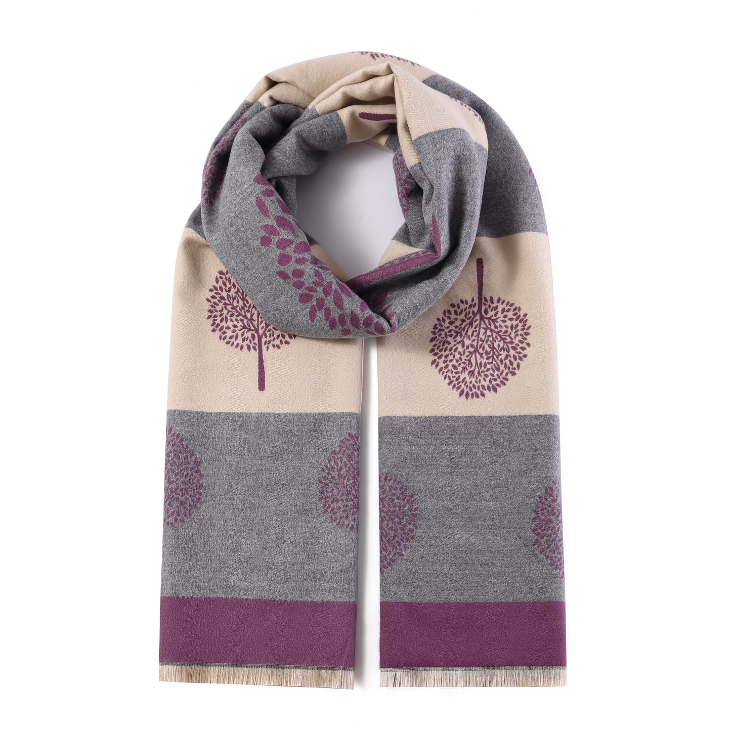 Luxurious Double Sided Jacquard Scarf - Multi-Colour Tree of Life