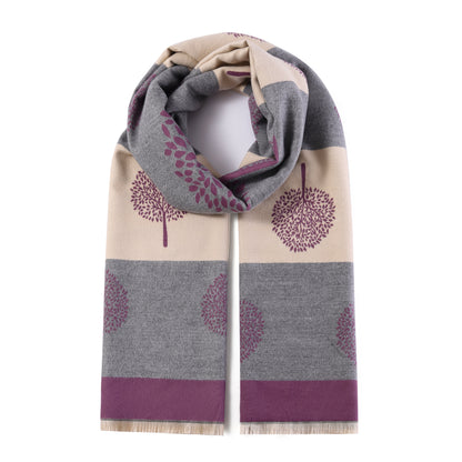Luxurious Double Sided Jacquard Scarf - Multi-Colour Tree of Life