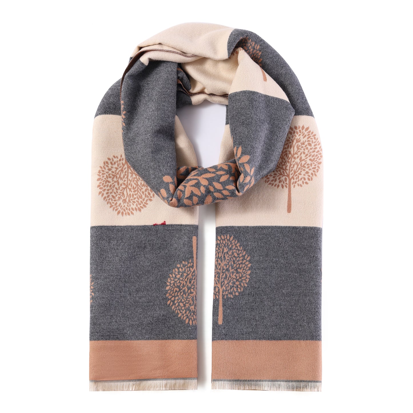 Luxurious Double Sided Jacquard Scarf - Multi-Colour Tree of Life