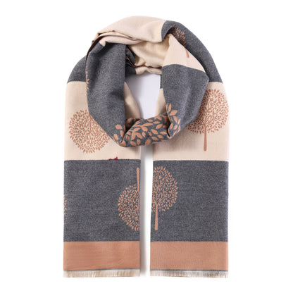 Luxurious Double Sided Jacquard Scarf - Multi-Colour Tree of Life