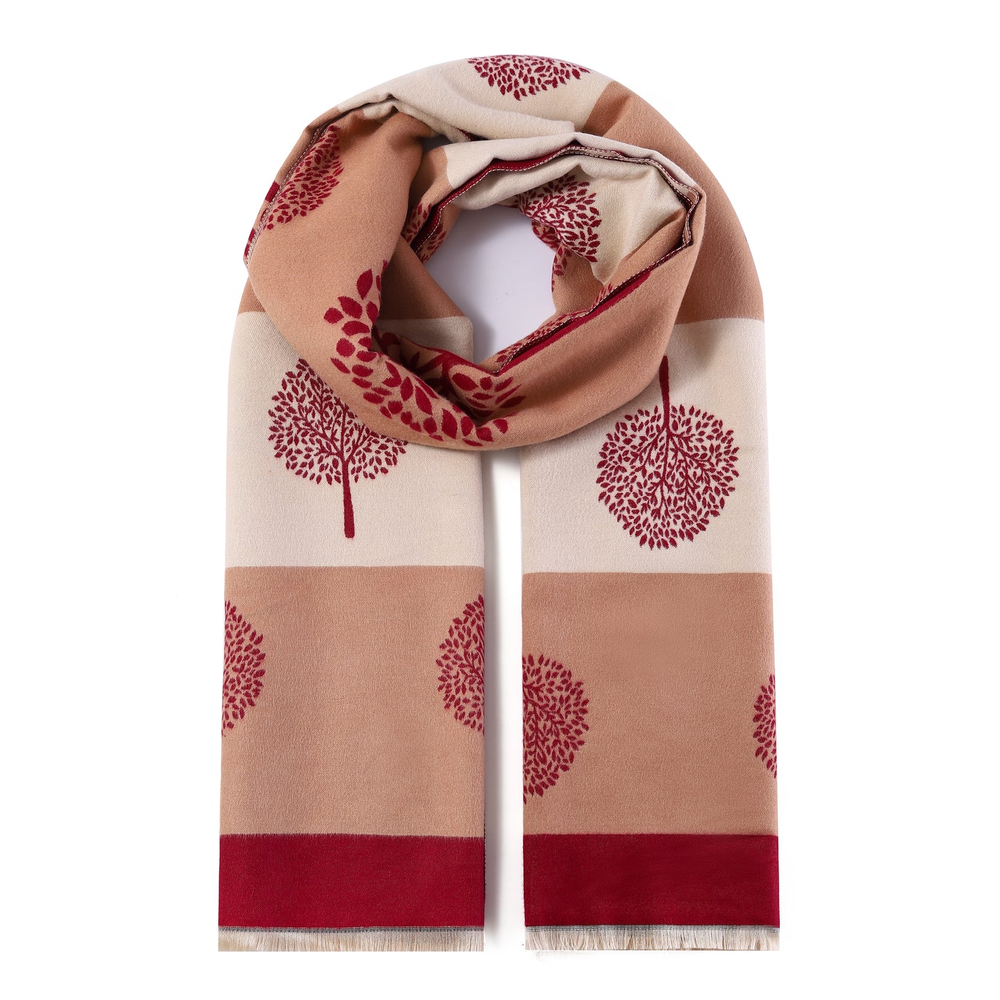 Luxurious Double Sided Jacquard Scarf - Multi-Colour Tree of Life