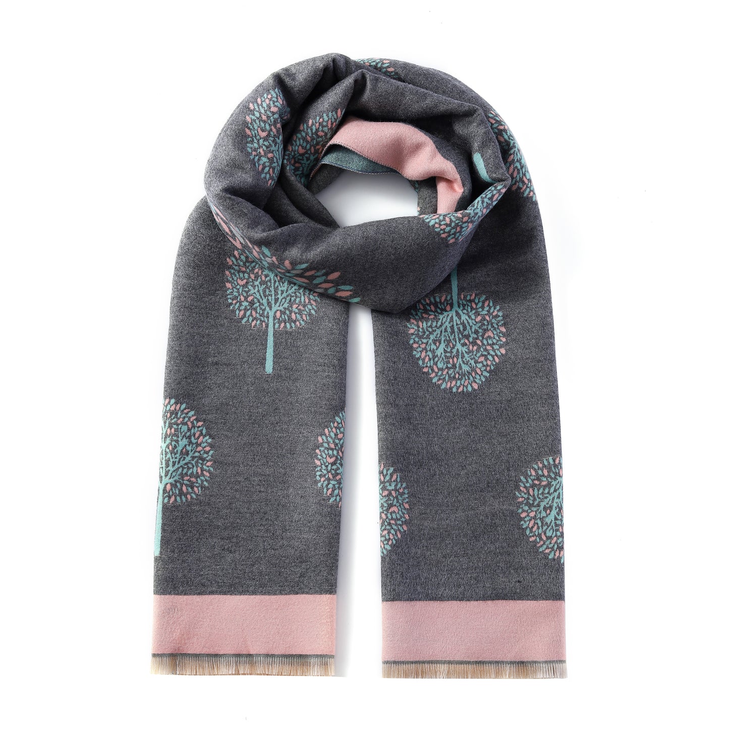 Luxurious Double Sided Jacquard Scarf - Multi-Colour Eternal Tree of Life