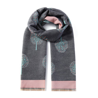 Luxurious Double Sided Jacquard Scarf - Multi-Colour Eternal Tree of Life