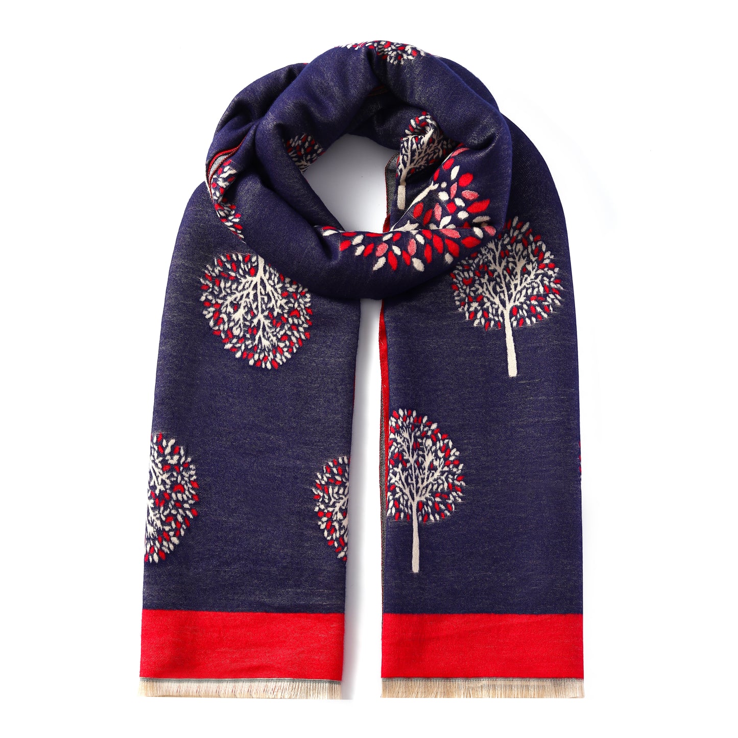 Luxurious Double Sided Jacquard Scarf - Multi-Colour Eternal Tree of Life