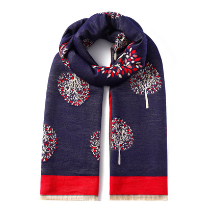 Luxurious Double Sided Jacquard Scarf - Multi-Colour Eternal Tree of Life