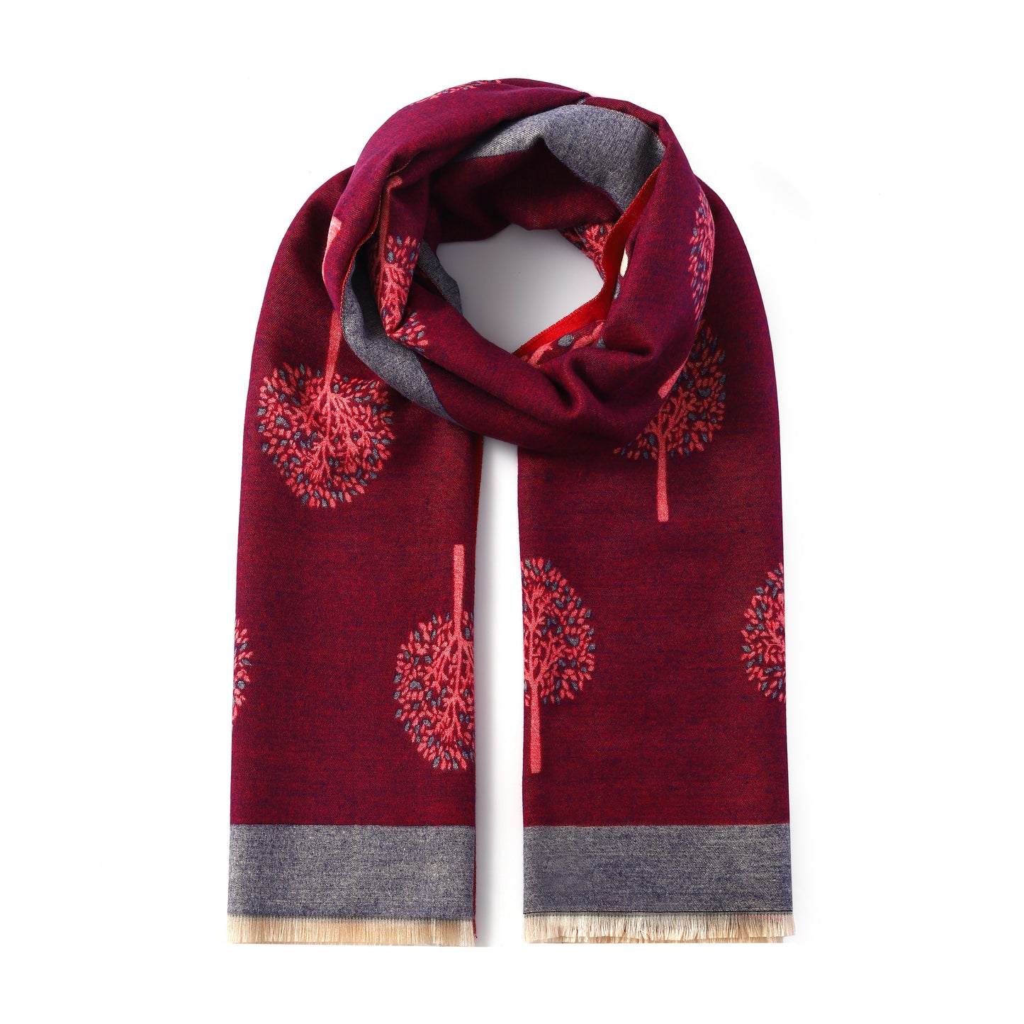 Luxurious Double Sided Jacquard Scarf - Multi-Colour Eternal Tree of Life