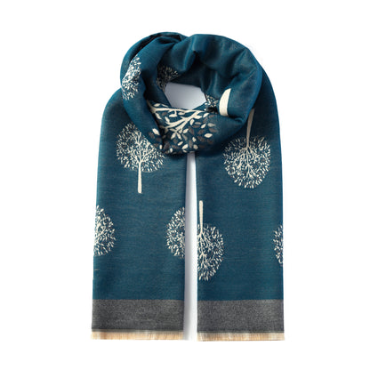 Luxurious Double Sided Jacquard Scarf - Multi-Colour Eternal Tree of Life