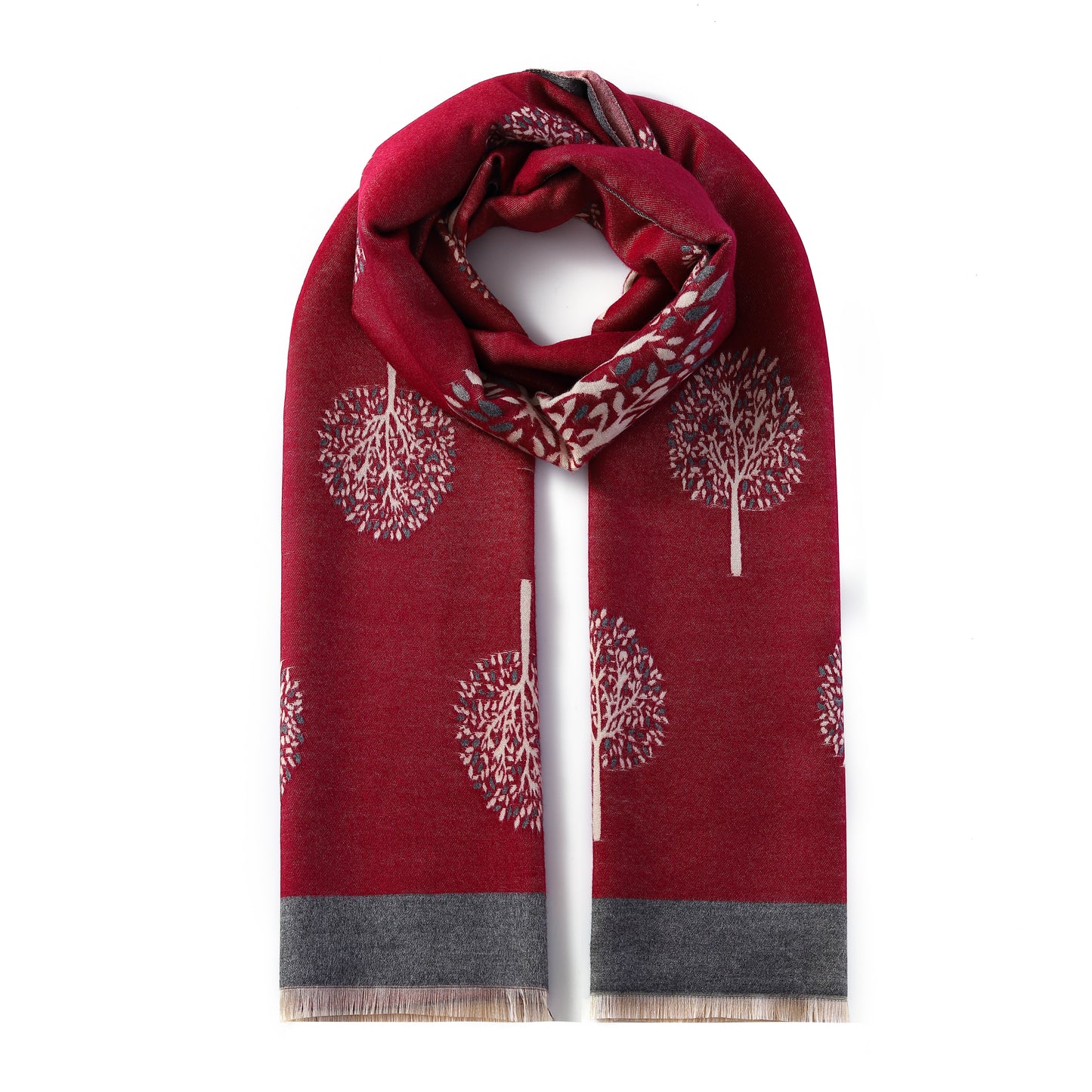 Luxurious Double Sided Jacquard Scarf - Multi-Colour Eternal Tree of Life