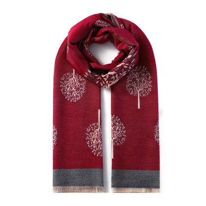 Luxurious Double Sided Jacquard Scarf - Multi-Colour Eternal Tree of Life