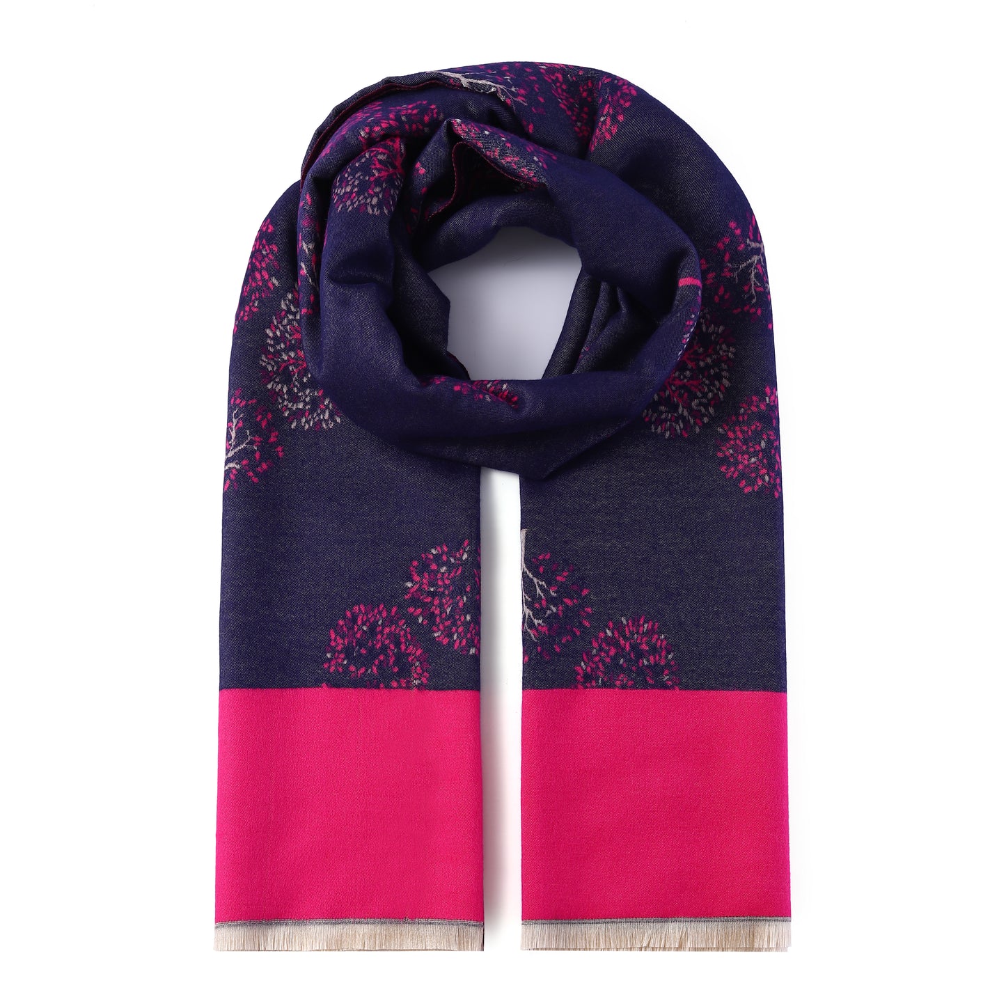 Luxurious Double Sided Jacquard Scarf - Fourfold Tree of Life