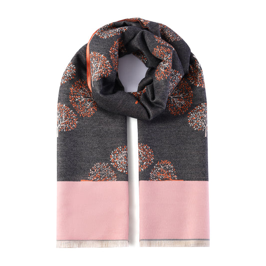 Luxurious Double Sided Jacquard Scarf - Fourfold Tree of Life
