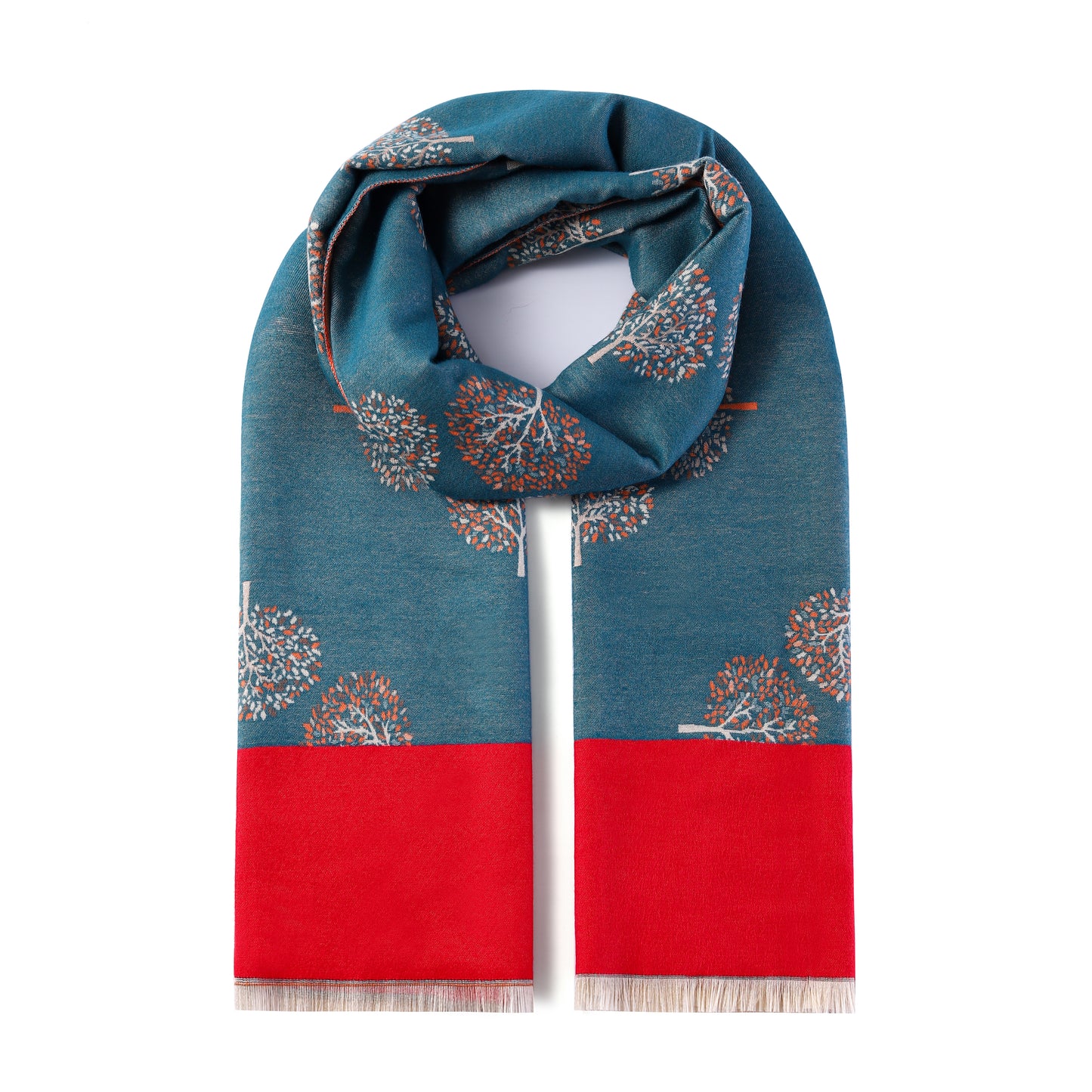Luxurious Double Sided Jacquard Scarf - Fourfold Tree of Life