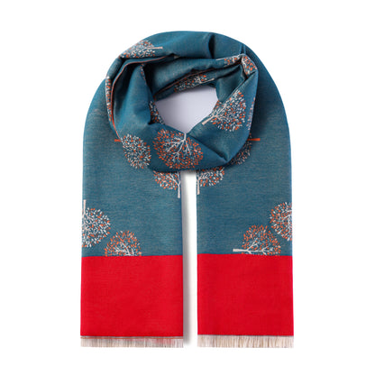 Luxurious Double Sided Jacquard Scarf - Fourfold Tree of Life
