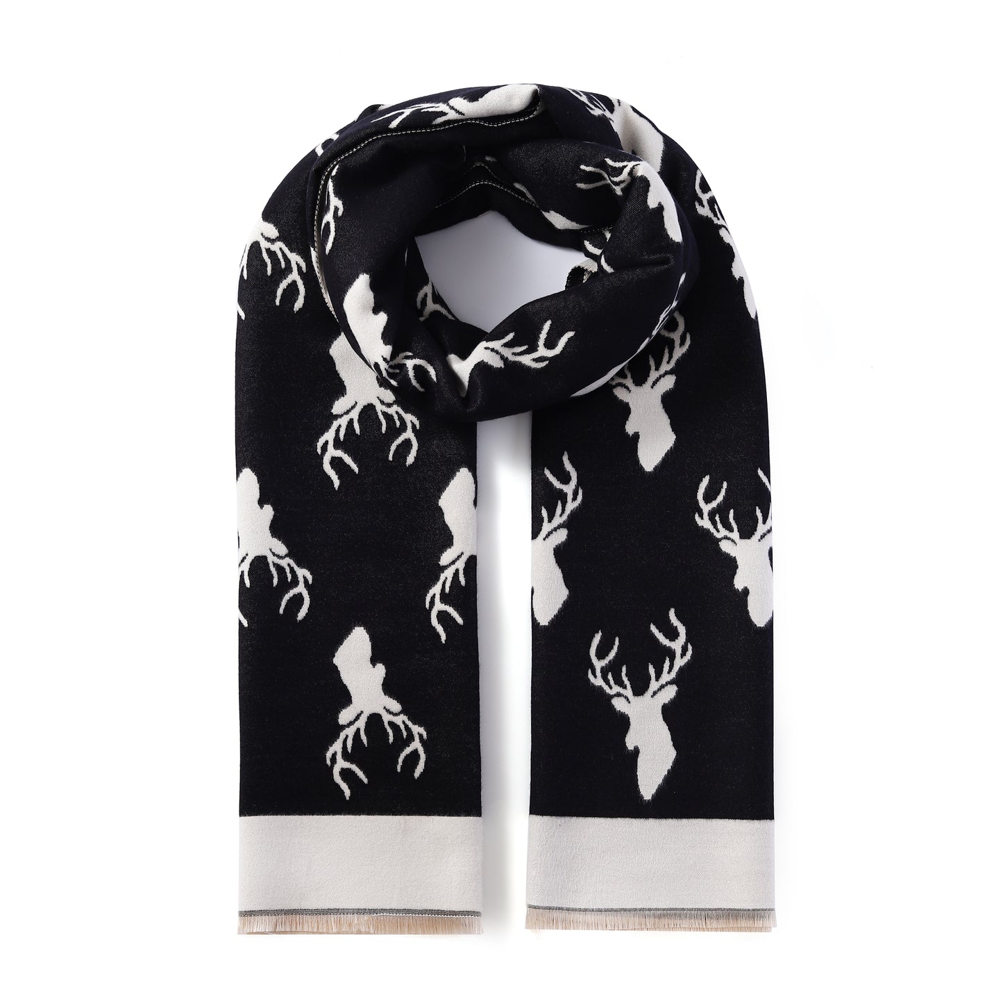 Luxurious Double Sided Jacquard Scarf - Stag