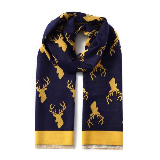 Luxurious Double Sided Jacquard Scarf - Stag