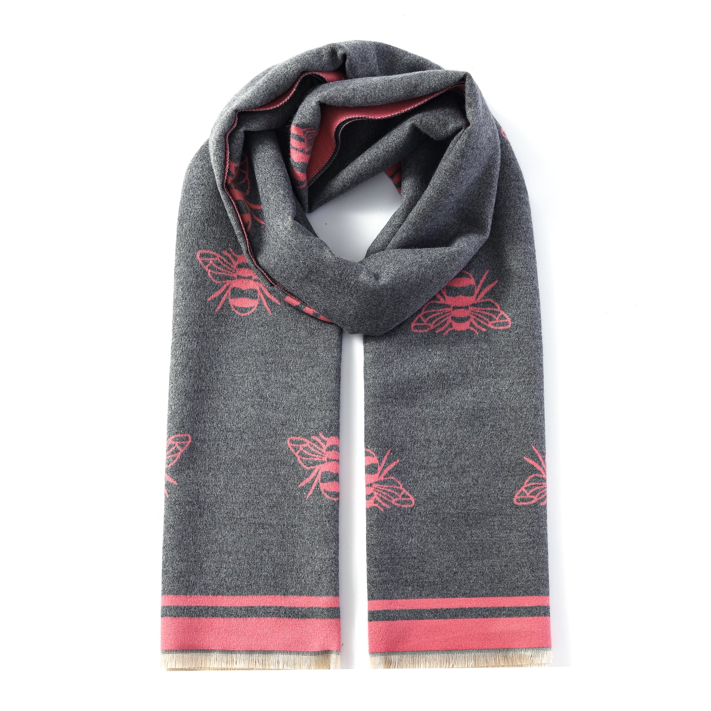 Luxurious Double Sided Jacquard Scarf - Bee