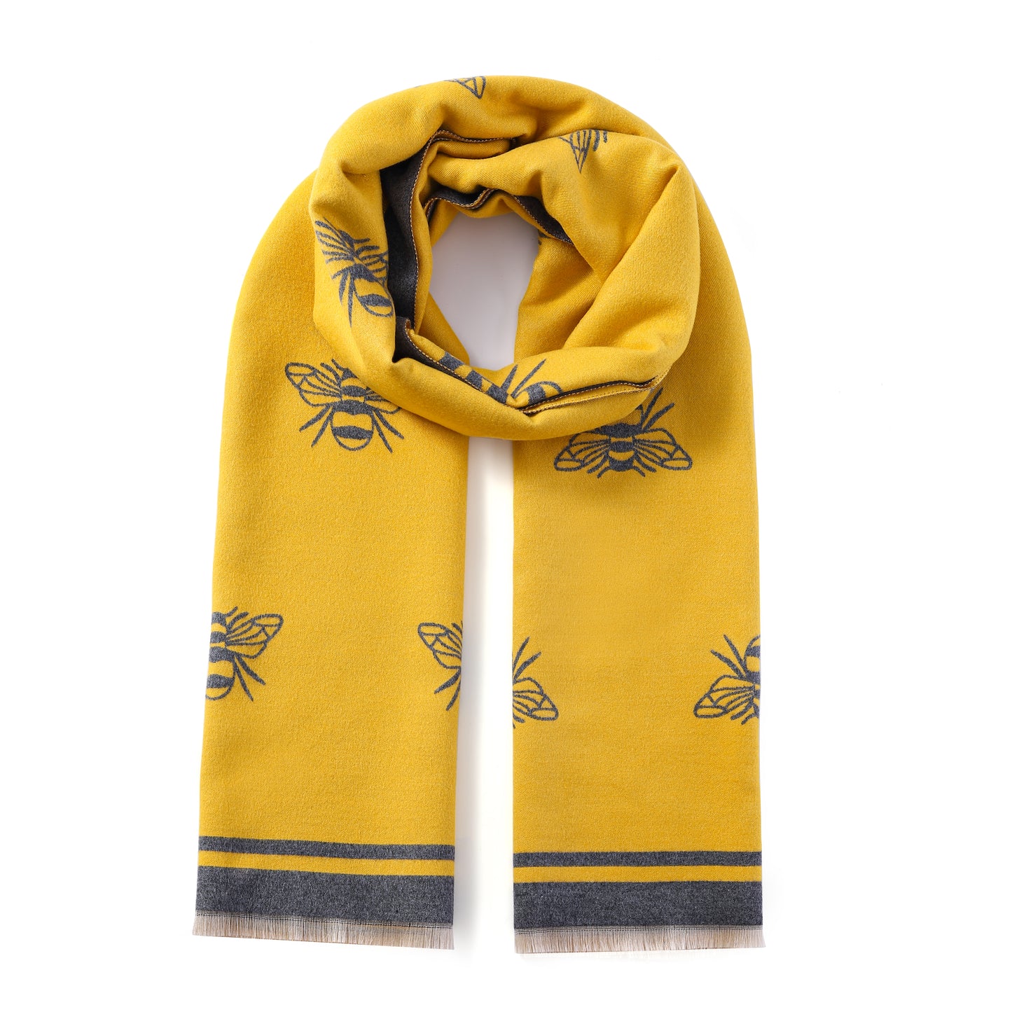 Luxurious Double Sided Jacquard Scarf - Bee