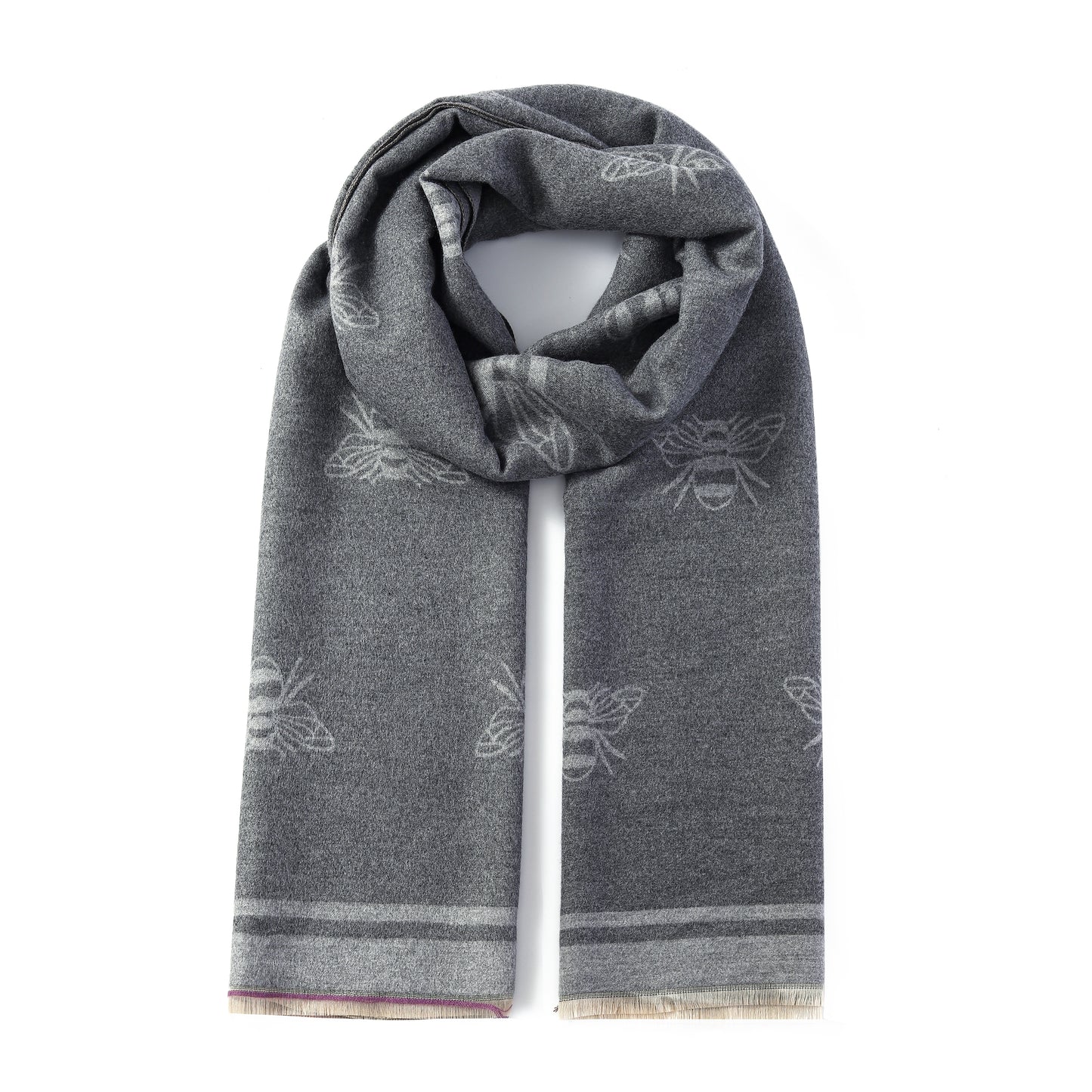 Luxurious Double Sided Jacquard Scarf - Bee