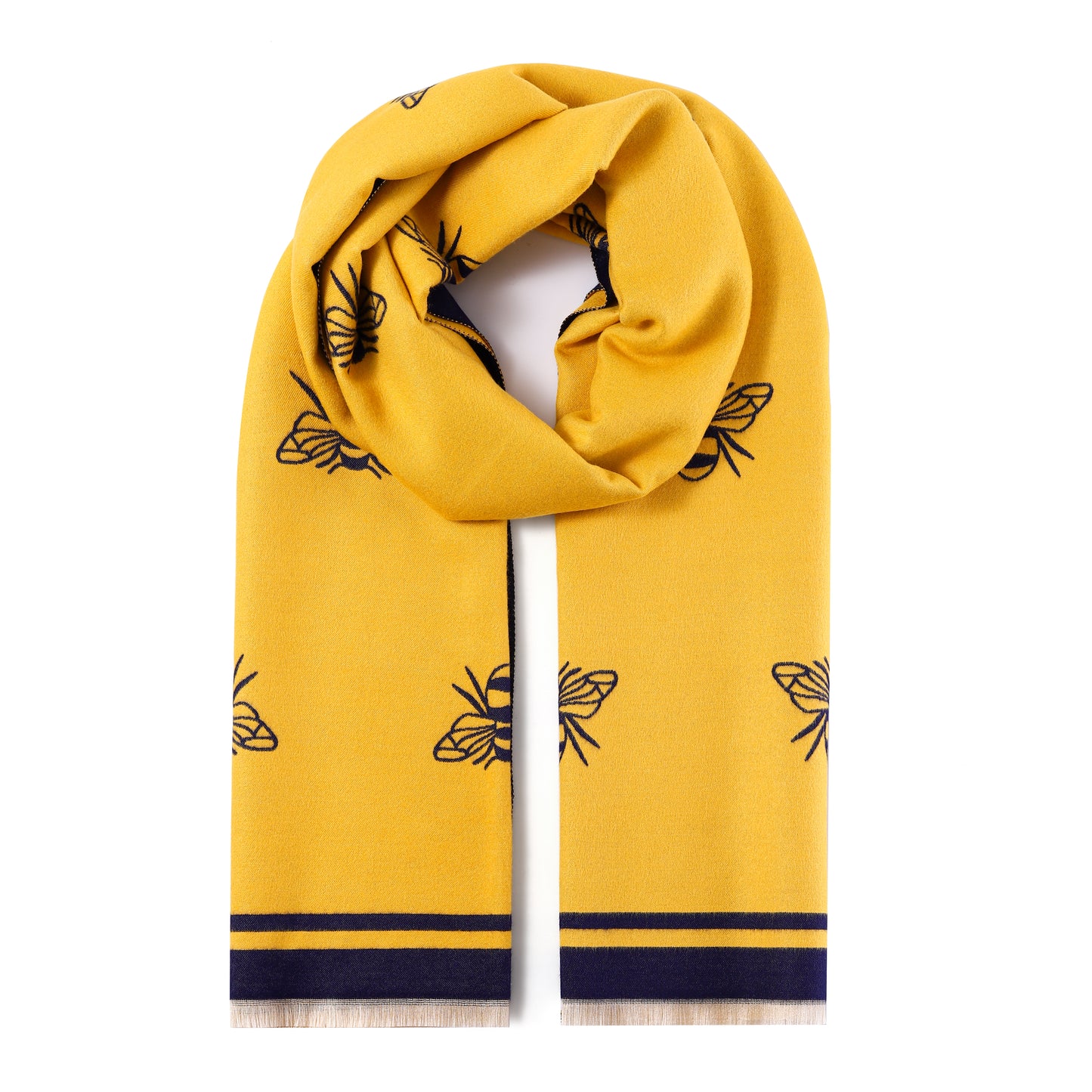 Luxurious Double Sided Jacquard Scarf - Bee