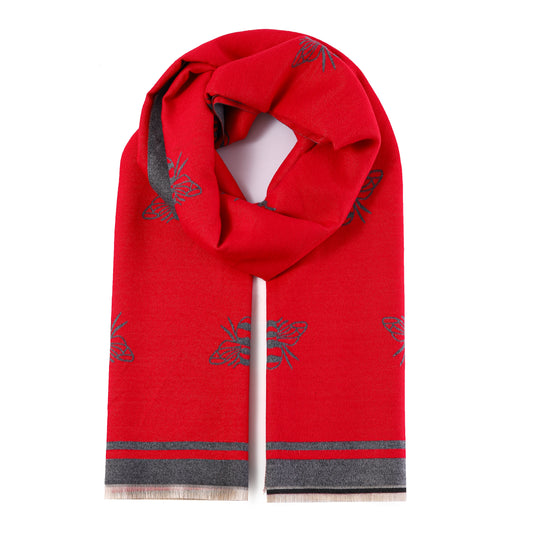 Luxurious Double Sided Jacquard Scarf - Bee