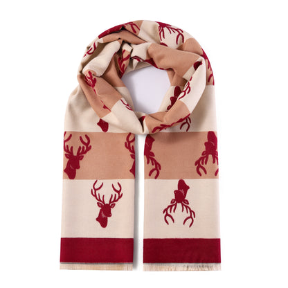 Luxurious Double Sided Jacquard Scarf - Multi-Colour Stag