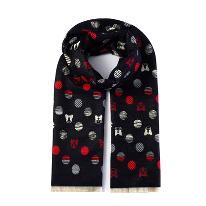 Luxurious Double Sided Jacquard Scarf - Polka Dots & Kittens