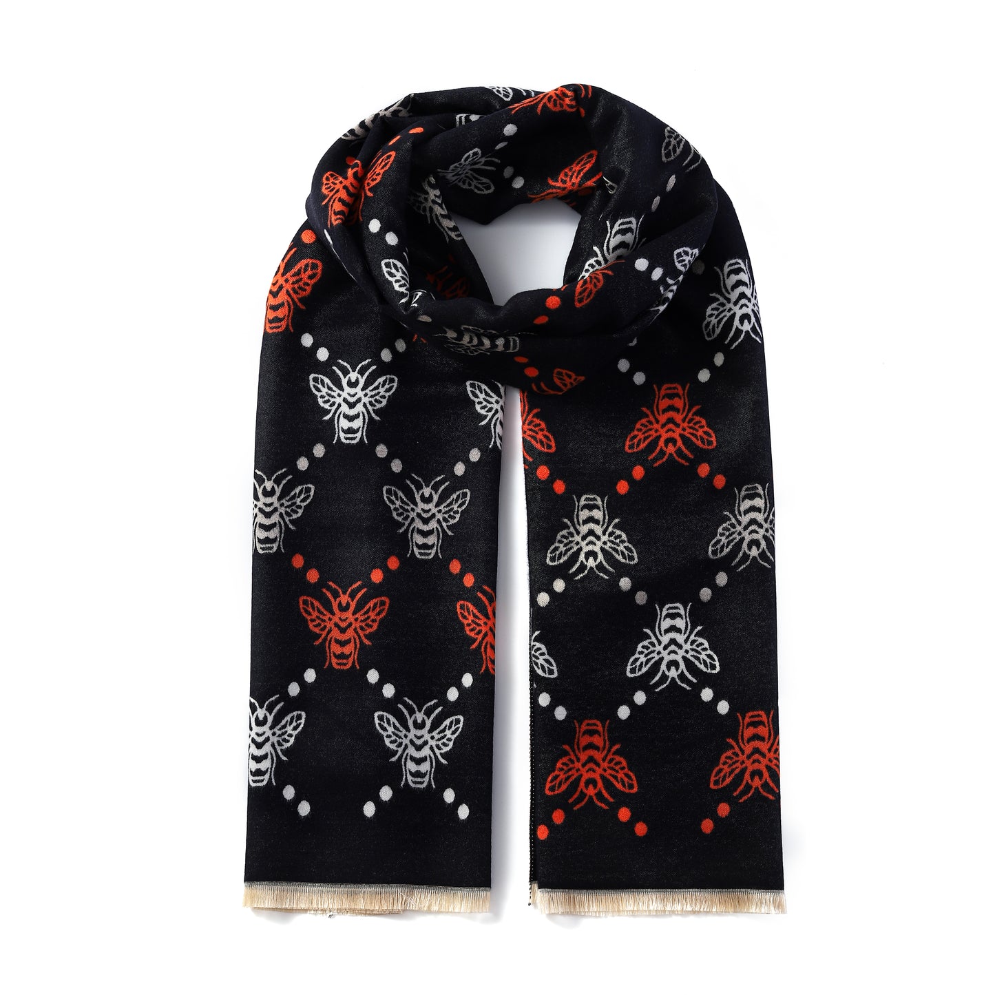 Luxurious Double Sided Jacquard Scarf - Queen Bee