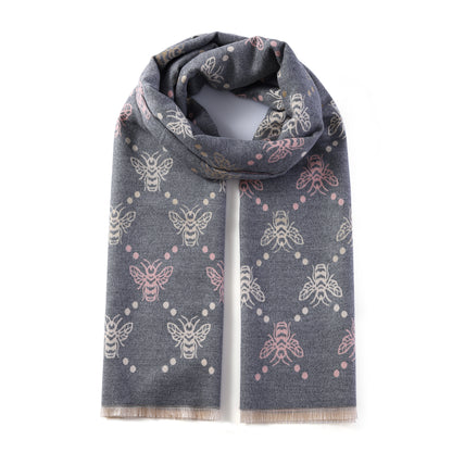 Luxurious Double Sided Jacquard Scarf - Queen Bee