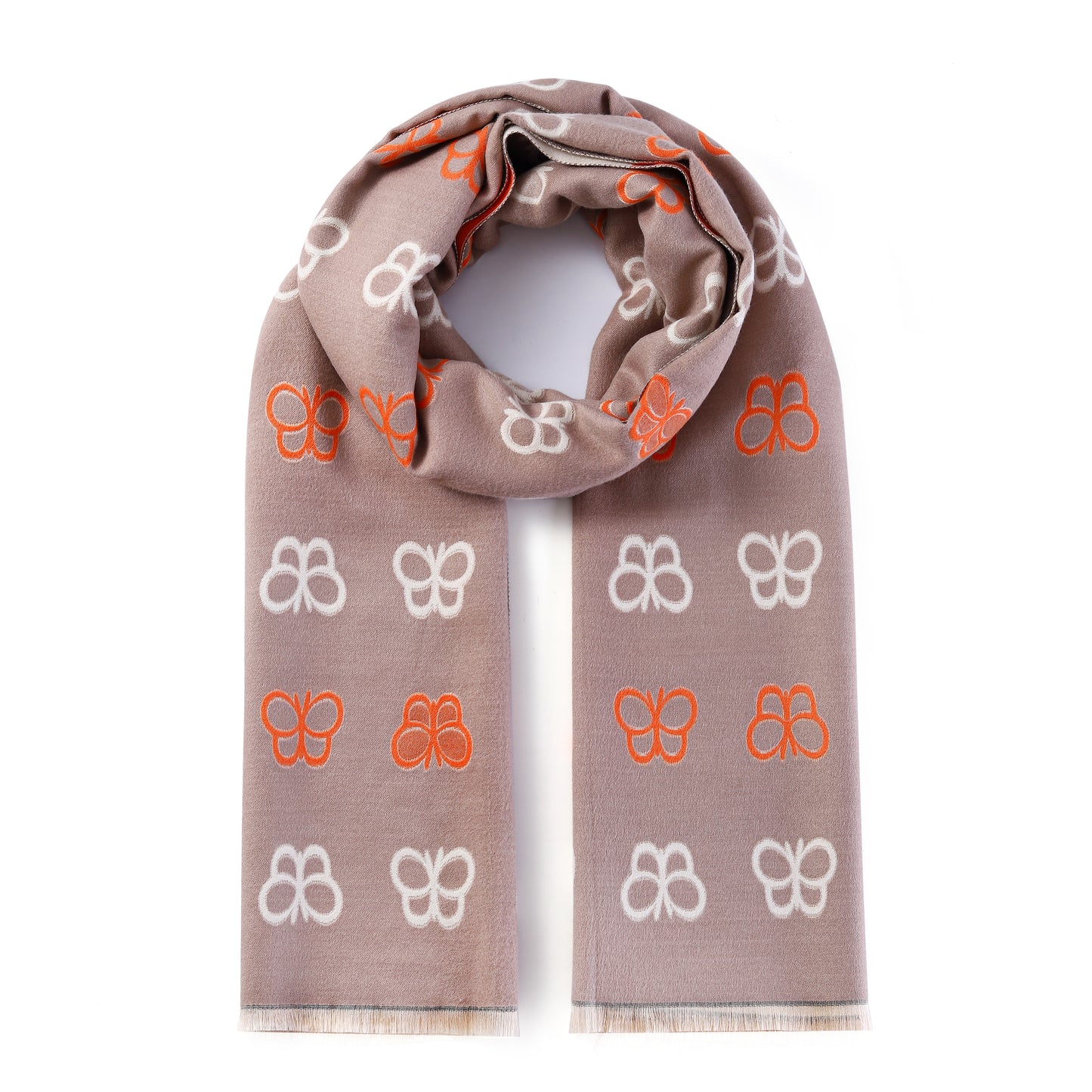 Luxurious Double Sided Jacquard Scarf - Butterflies