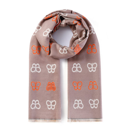 Luxurious Double Sided Jacquard Scarf - Butterflies