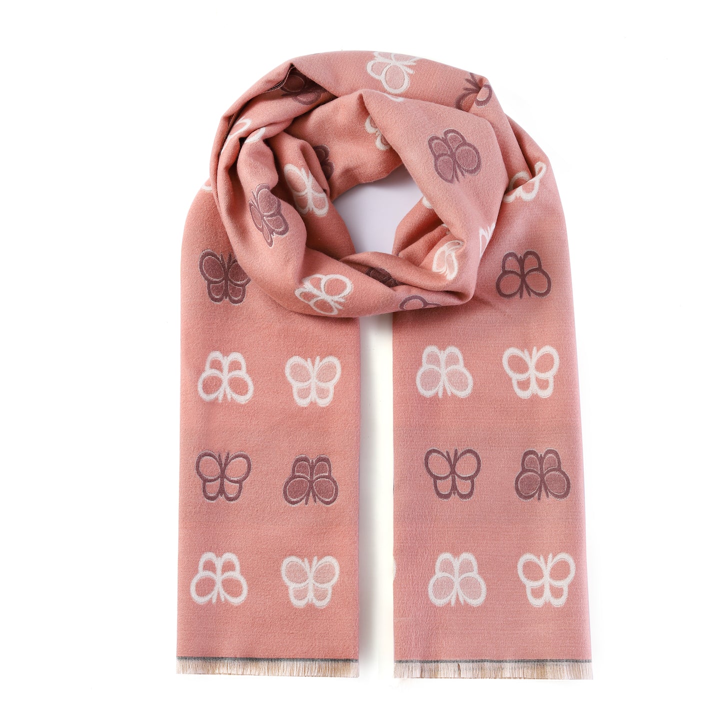 Luxurious Double Sided Jacquard Scarf - Butterflies