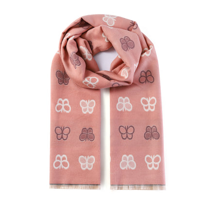 Luxurious Double Sided Jacquard Scarf - Butterflies